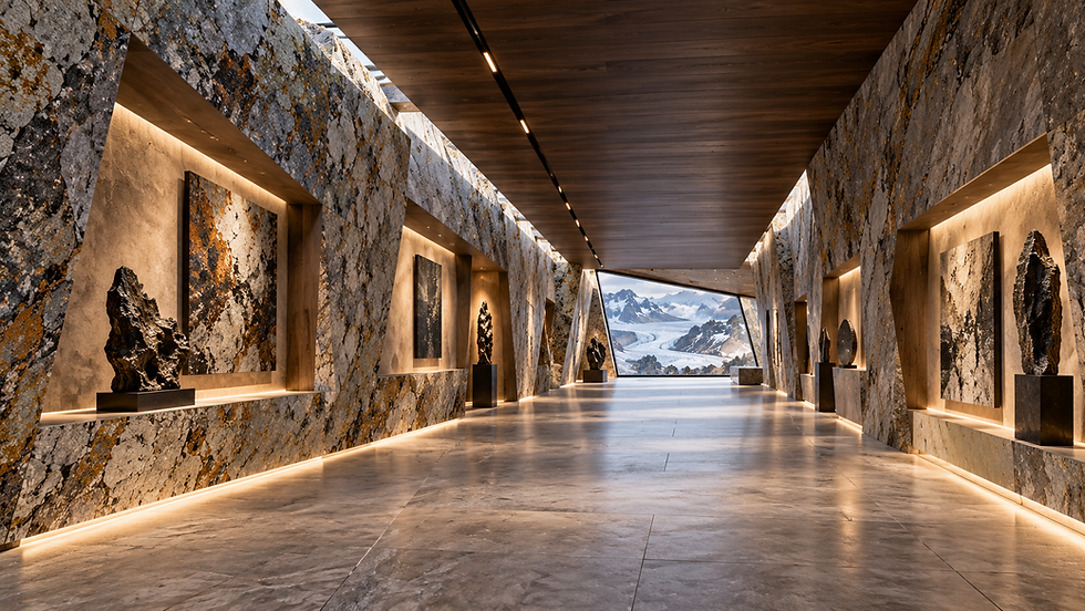 Subterranean alpine gallery of stone and snow
