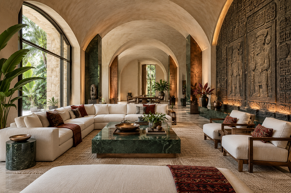 Honduras inspired canopy living salon in a custom Miami residence