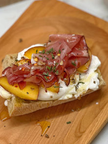 Burrata Toast with Peaches & Honey