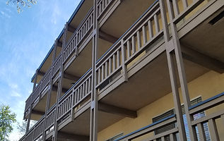 an exterior raised wood framed element - walkway - in need of inspection