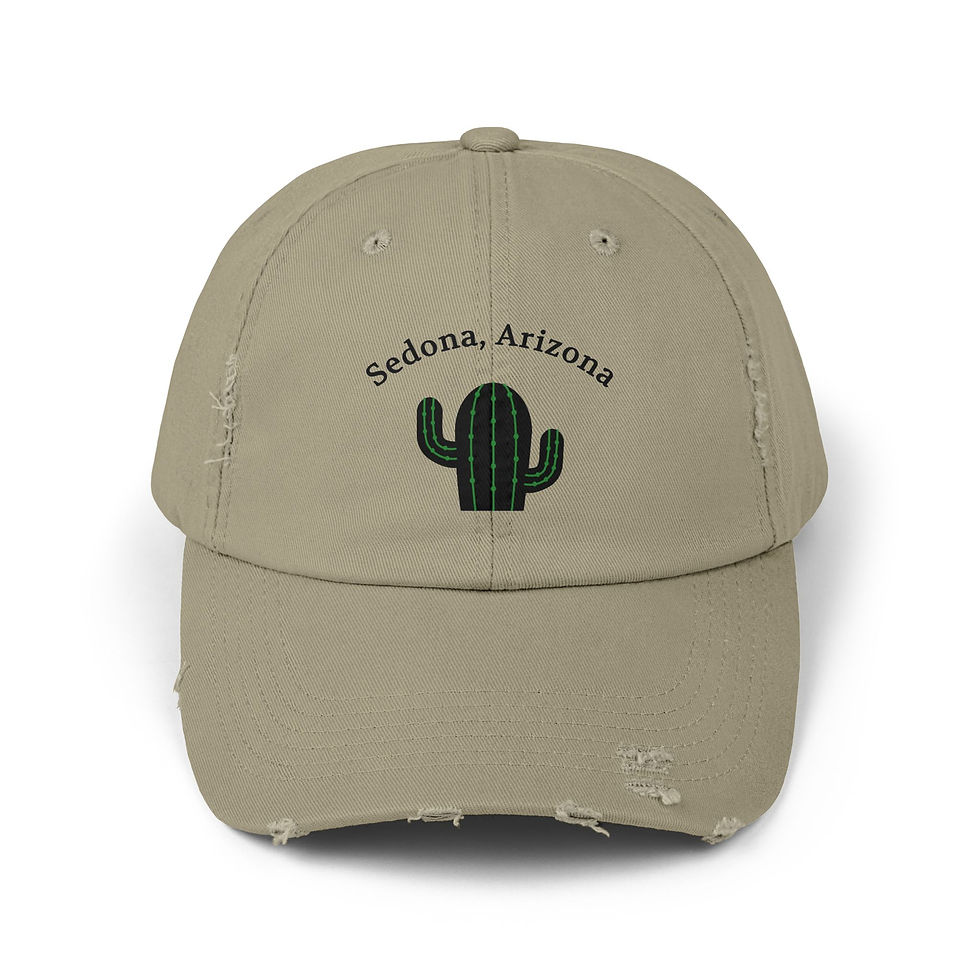 Thumbnail: Sedona Cactus Distressed Cap for Desert Travelers, Hiking Hat, Sedona Arizona