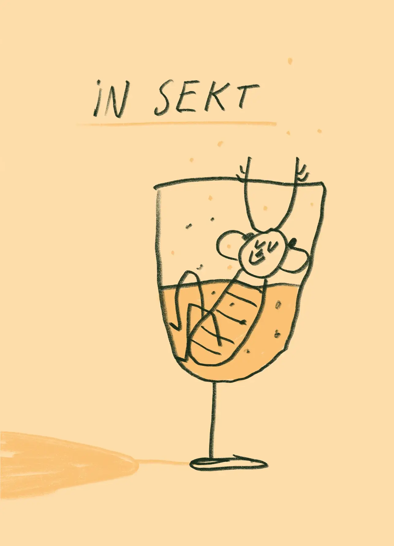 Grußkarte 'In Sekt' von Slinga Illustration