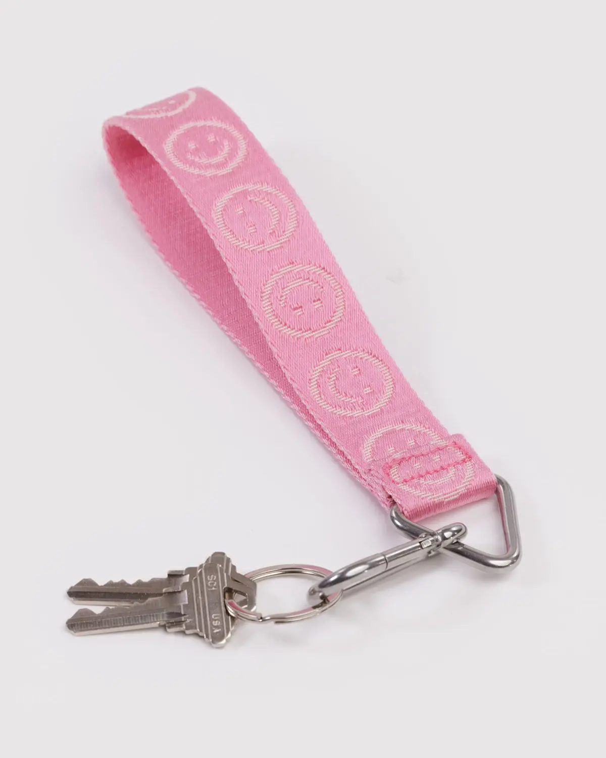 Baggu Logo Keychain Pink Happy mit zwei Schlüsseln