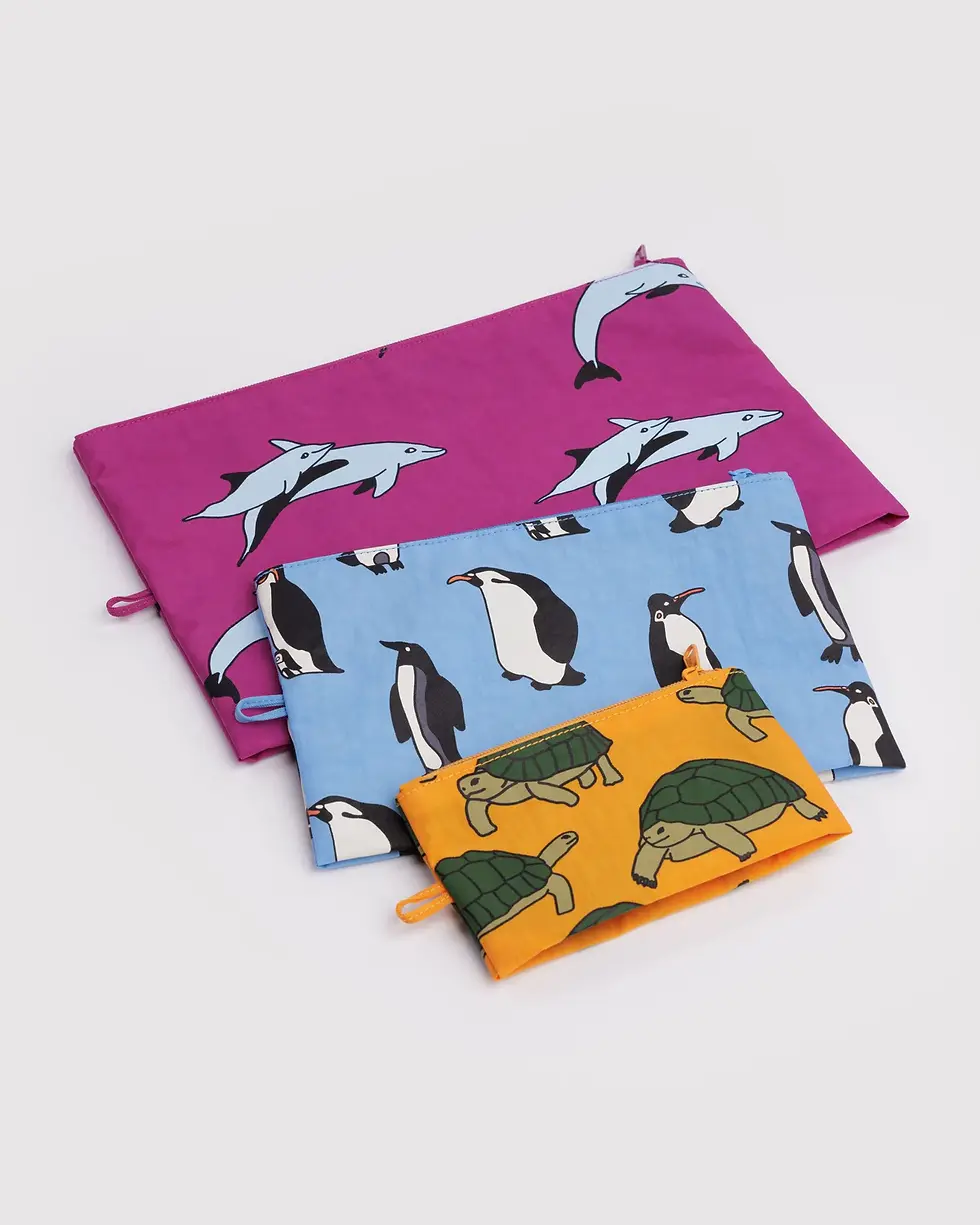 BAGGU Go Pouch Set Vacation Animals drei verschiedenen Größen