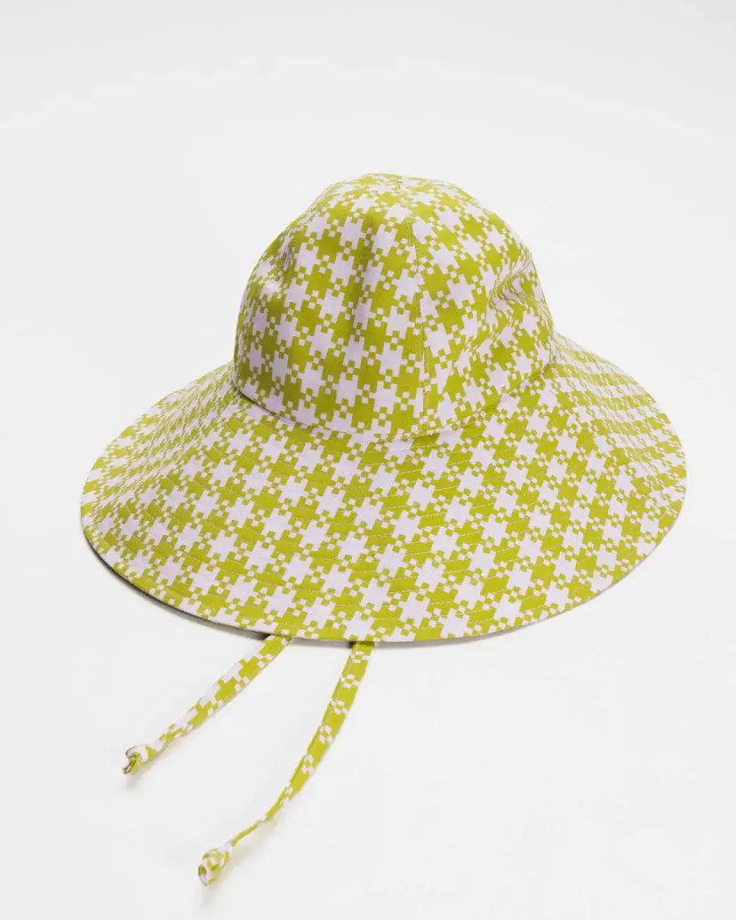 BAGGU Soft Sun Hat Pink Pistachio Pixel Gingham Sonnenhut Ansicht von oben seitlich