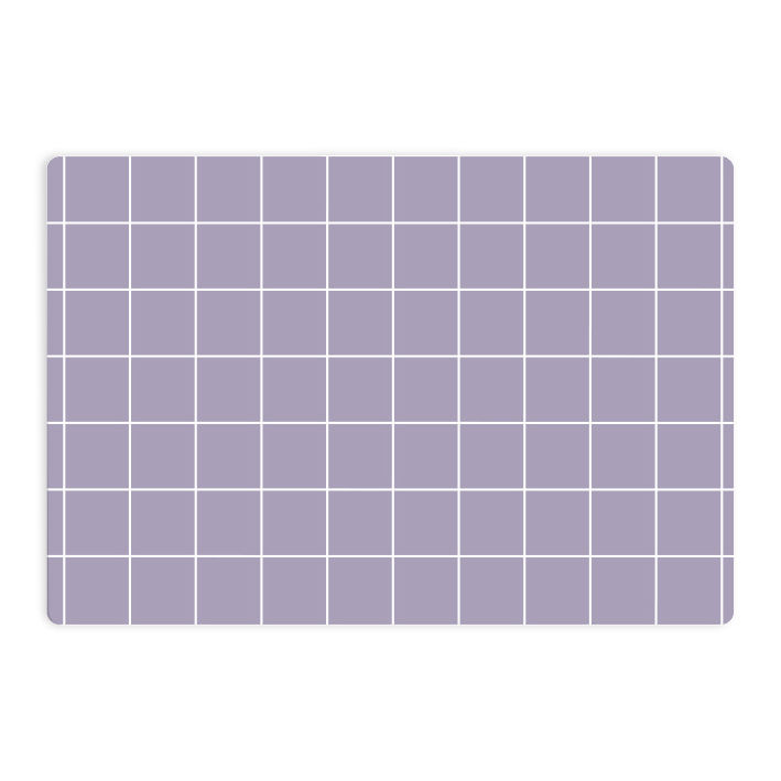 Miniaturbild: Rückseite des Frühstücksbrettchen Dackel Detlef' hat ein lila Grid-Muster