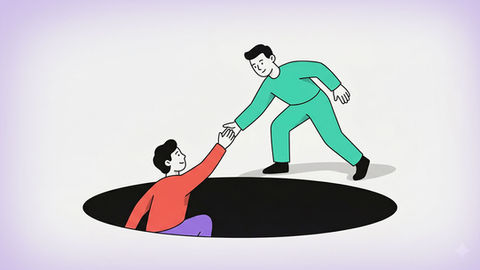 Illustration of a Brand Positioning Metaphor - Helping A Brand Manager Out of a Hole