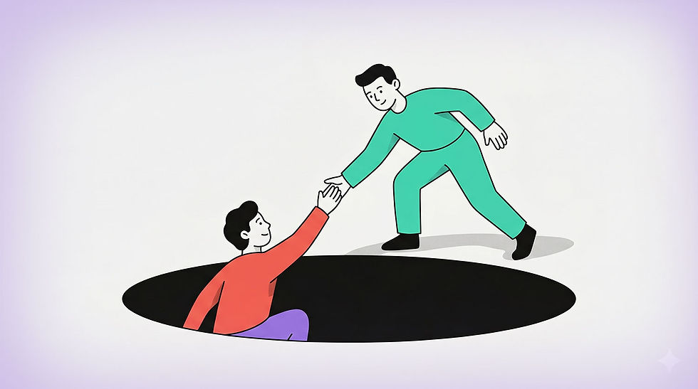 Illustration of a Brand Positioning Metaphor - Helping A Brand Manager Out of a Hole