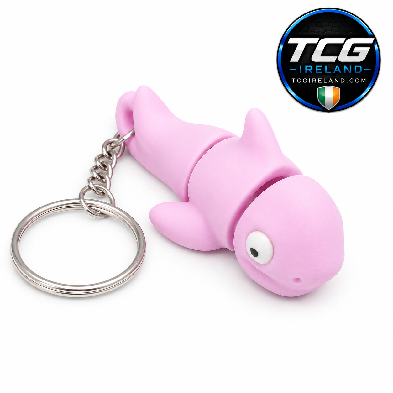 Flexi Shark Keychain articulated 3D printed shark keyring by TCG Ireland