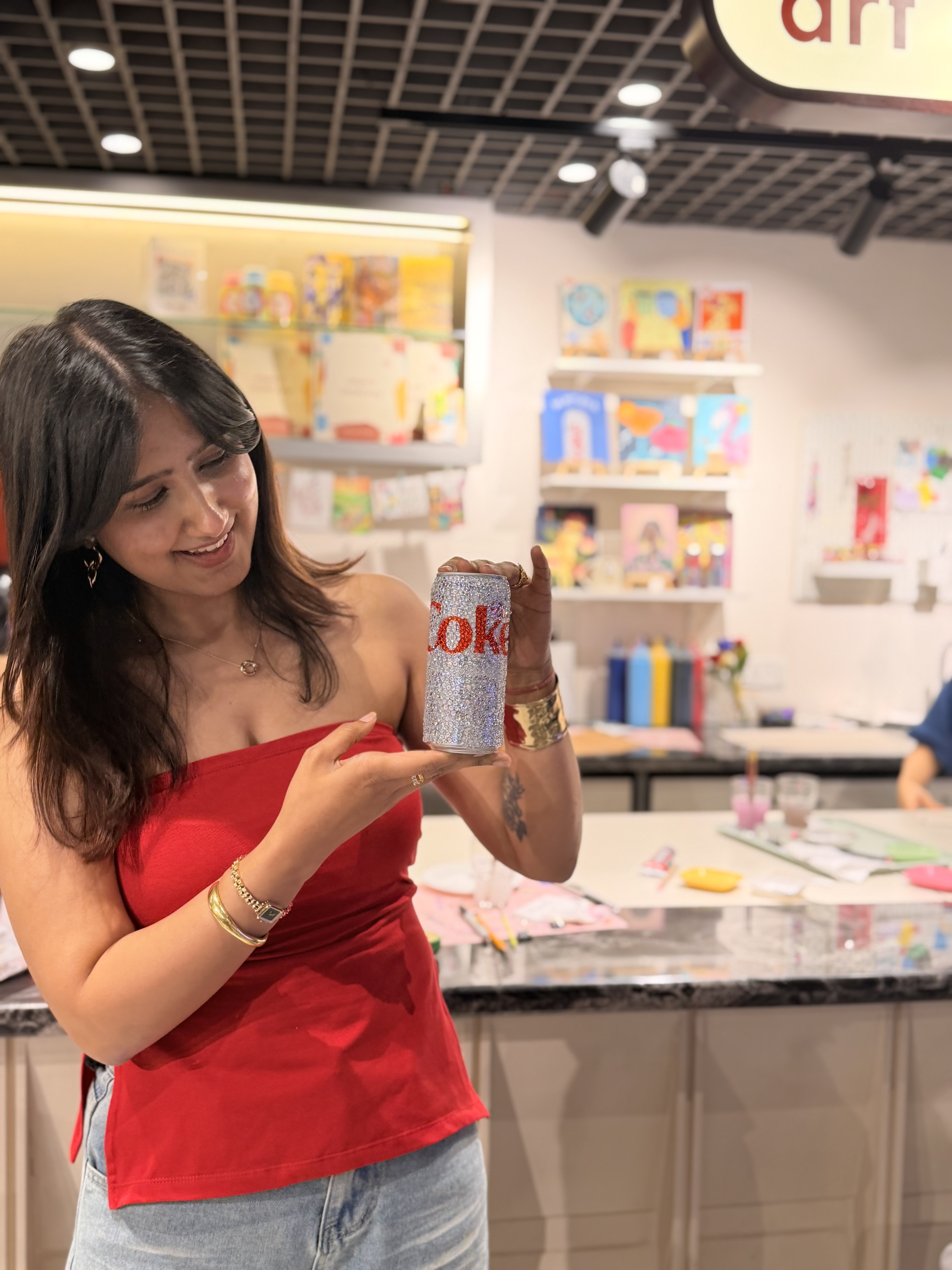 A guest at the Delhi Art Cafe x Diet Coke event