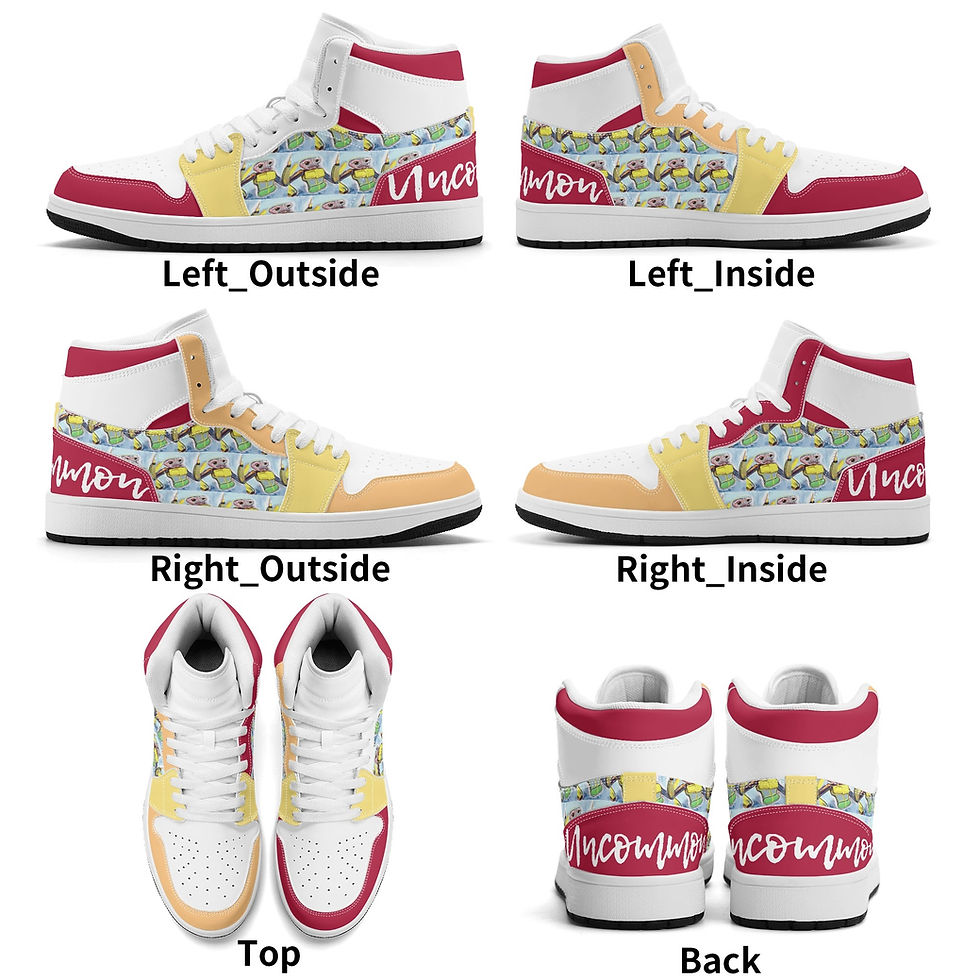Thumbnail: Uncommon Custom Pink/Yellow/Peach Robot BA+ Leather Sneakers