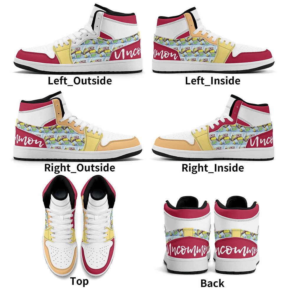 Thumbnail: Uncommon Custom Pink/Yellow/Peach Robot BA+ Leather Sneakers