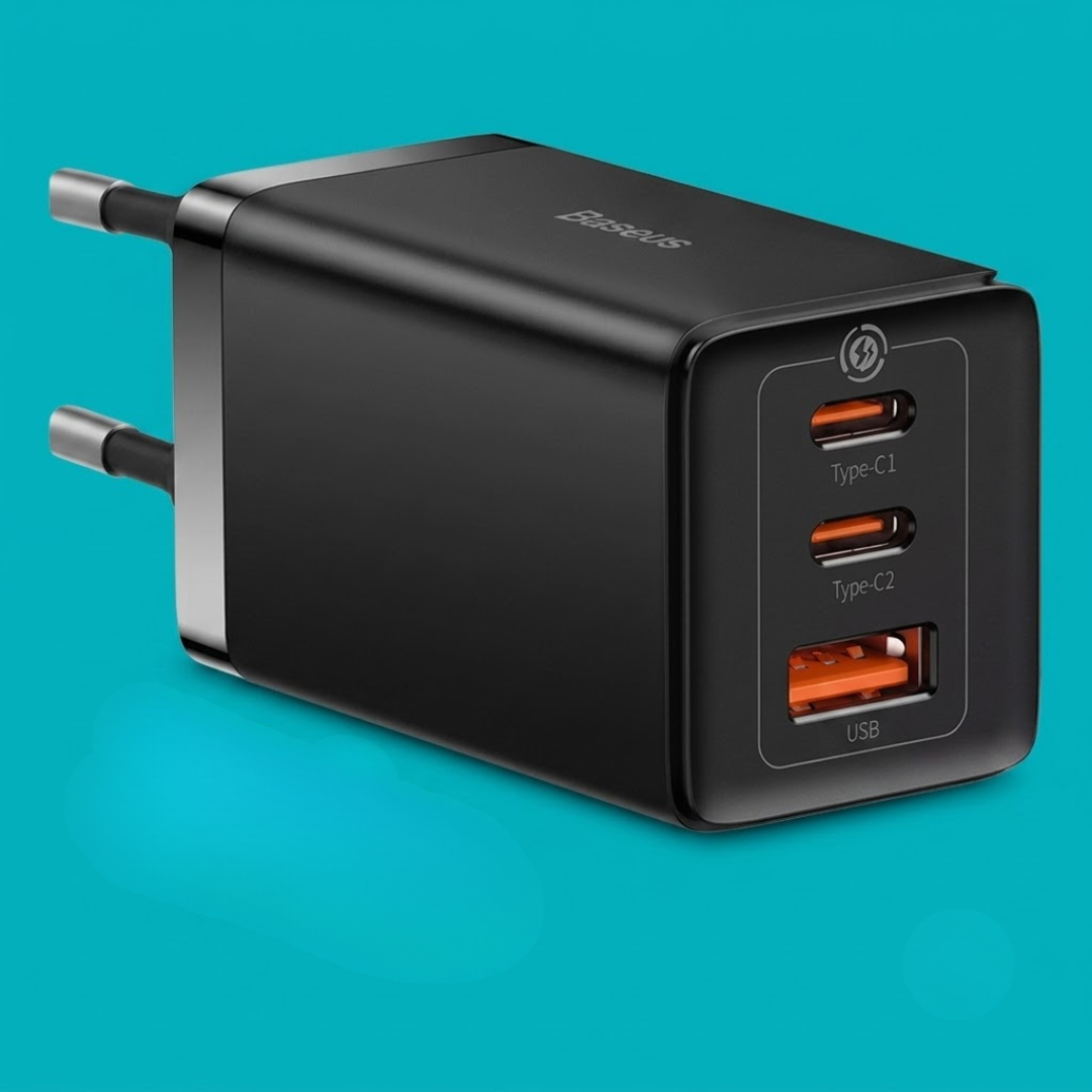 Carregador Macbook Baseus Turbo Gan5 Pro 65w + Cabo 1m Carregamento Ultra Rápido