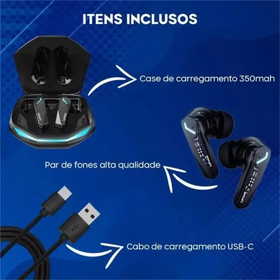 Miniatura: Fone gamer in-ear sem fio Lenovo TWS GM2 Pro preto