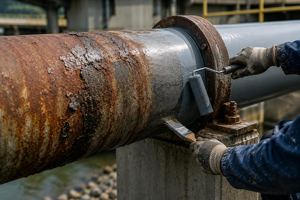 Corroded steel pipe requiring surface preparation and protective coating