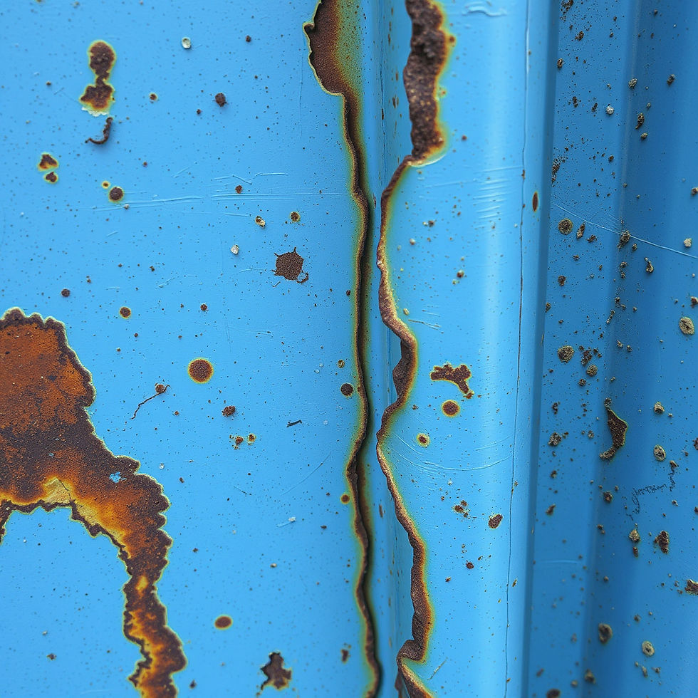 Peeling and deteriorated paint on steel