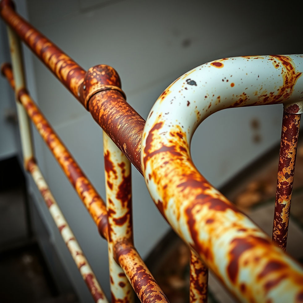 Rust and corrosion on a steel handrail