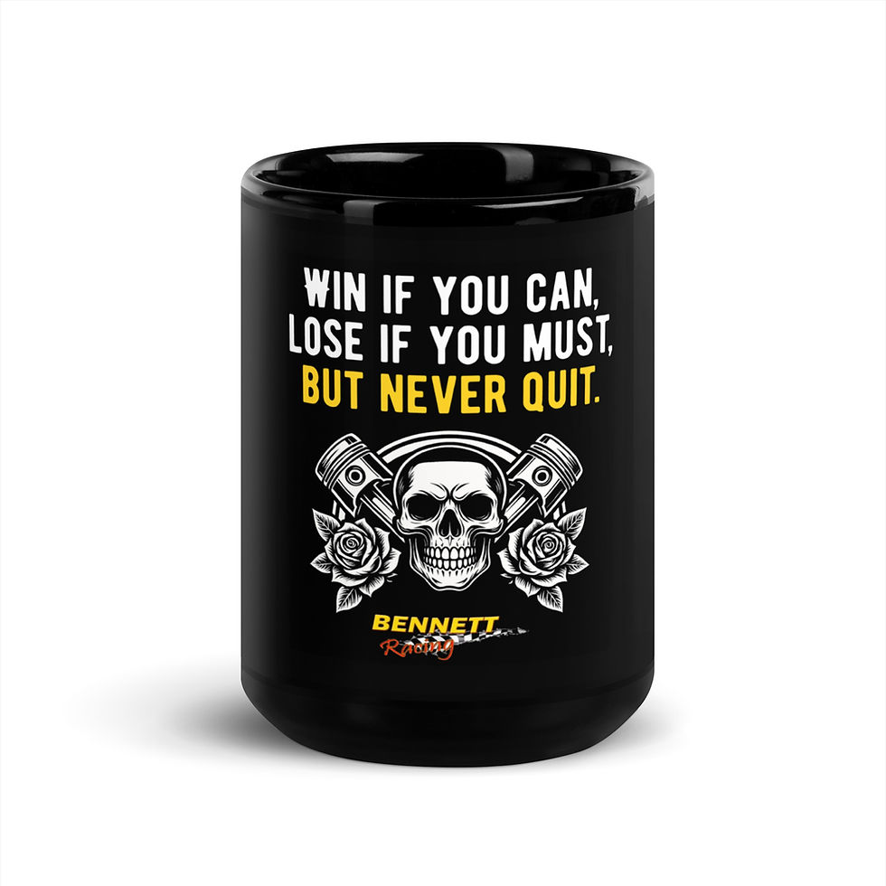 Miniatyrbilde: Bennett Racing 'Never Quit' Black Glossy Mug