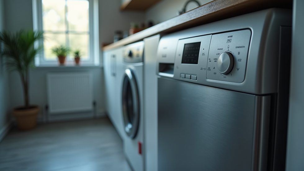 Close-up view of dishwasher door and control panel