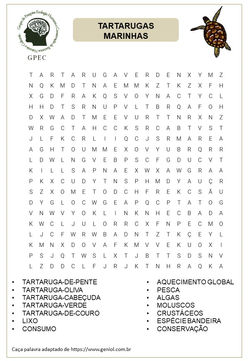 Caça palavras tartarugas marinhas