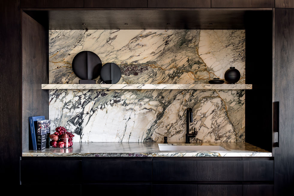 Studio Ocra interior design and renovation apartment with marble kicthen