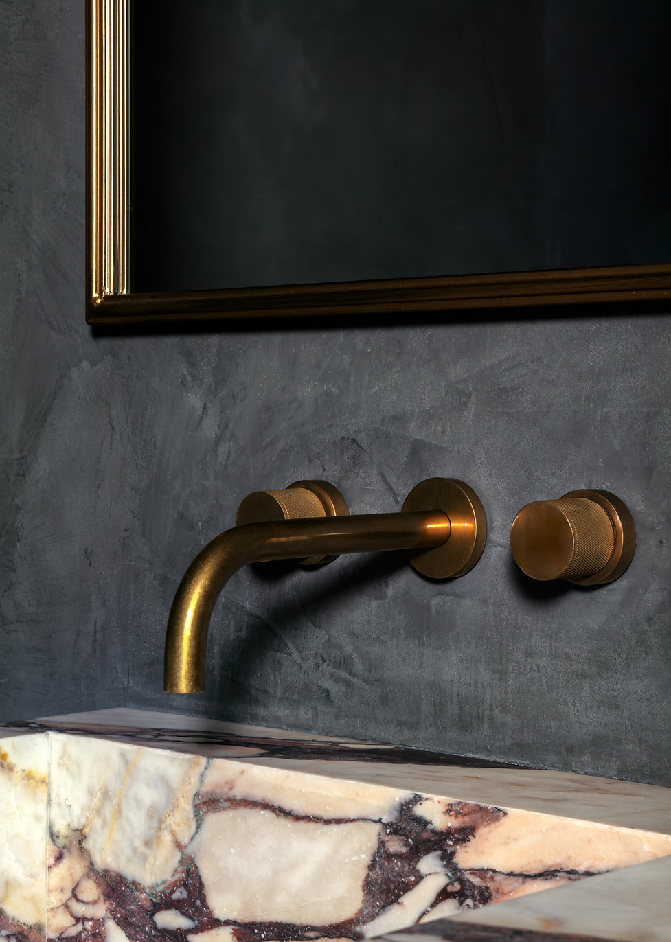Studio Ocra Bespoke design powder room with wall mounted faucet