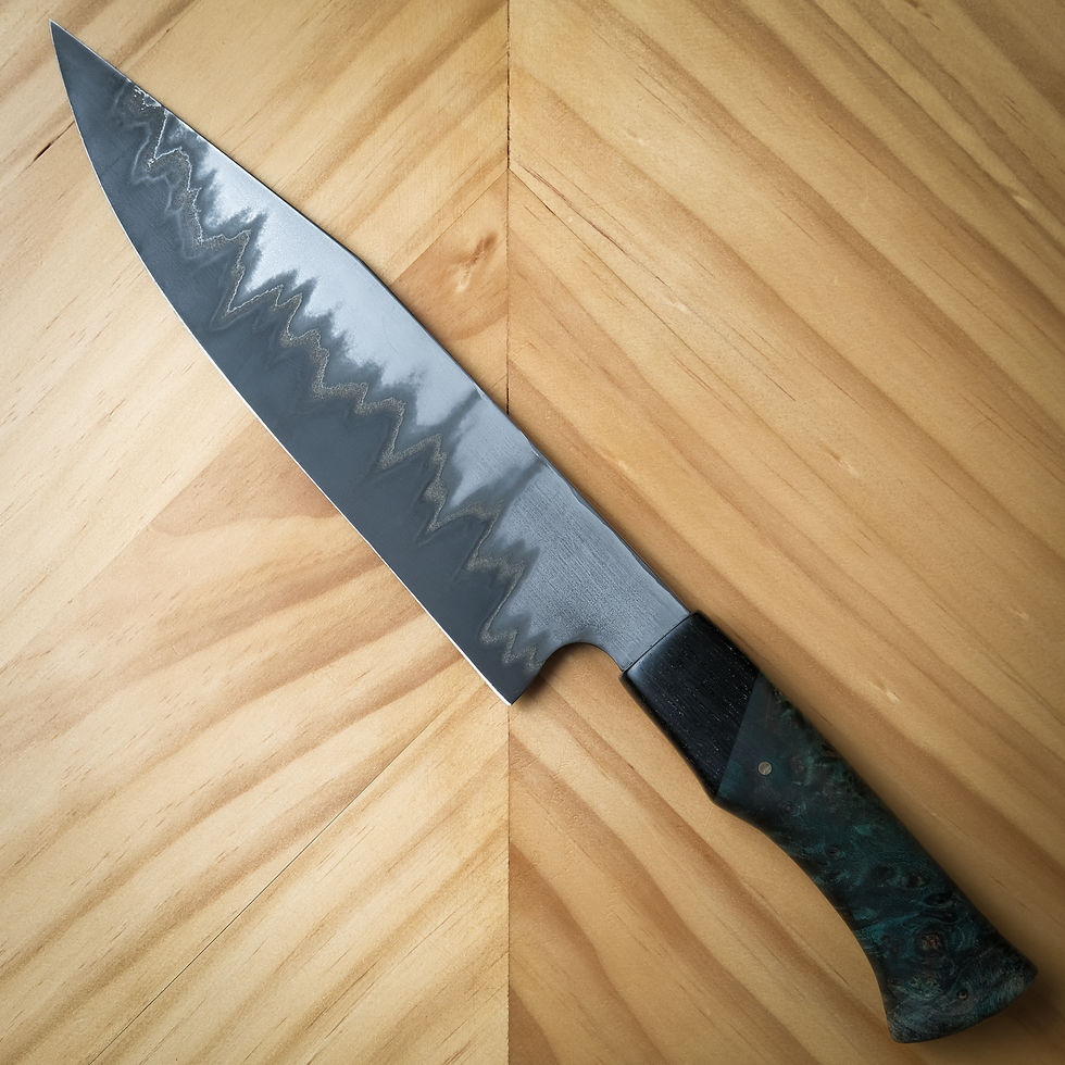 Thumbnail: Carbon/Stainless San Mai "Forest Fighter" Chefs
