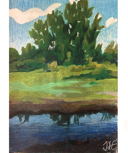 landscape drawing with the sky and water