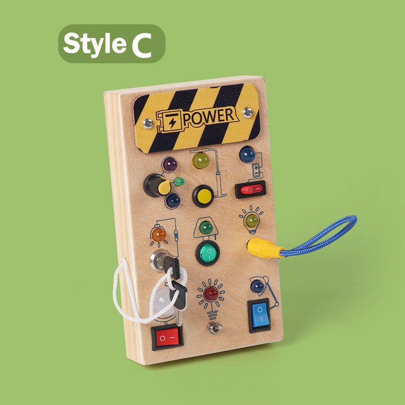 Miniatura: Busy Board Montessori com Luzes LED – Painel Sensorial Interativo para Crianças