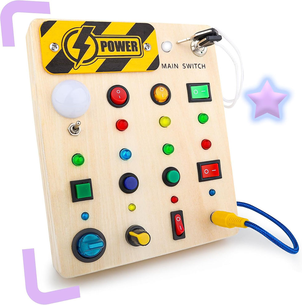 Miniatura: Busy Board Montessori com Luzes LED – Painel Sensorial Interativo para Crianças
