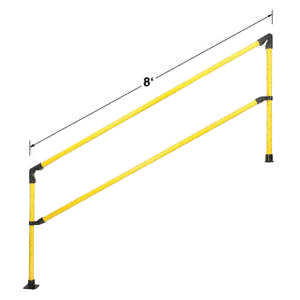 96 inL Steel Stair Railing, Yellow and Black; Round Handrail Shape