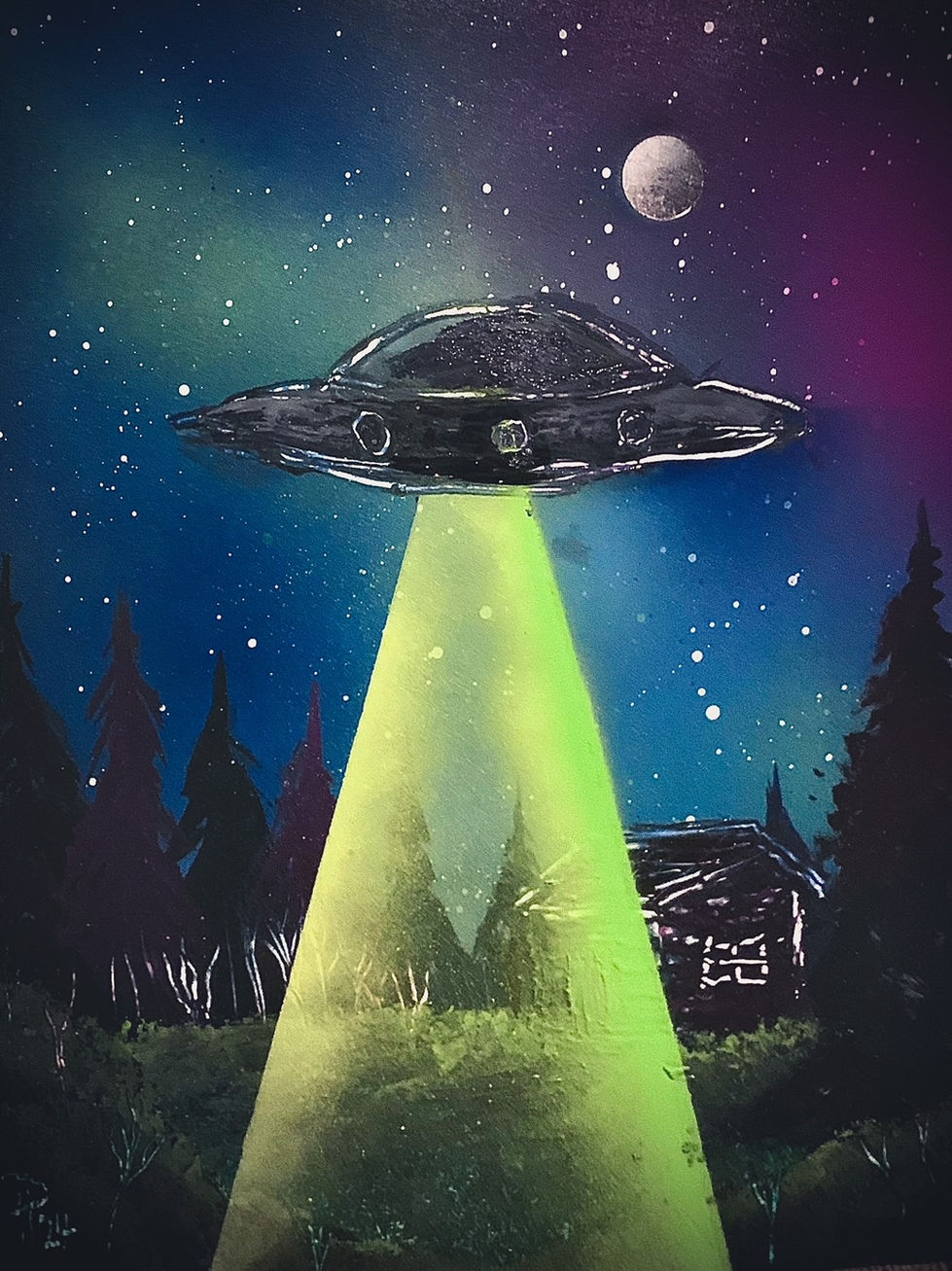 UFO Abduction Spray Paint Art
