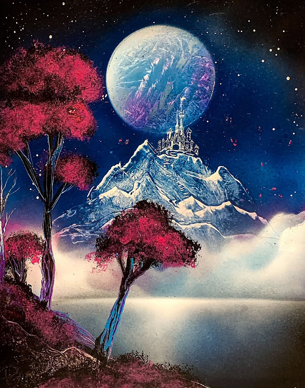 Ethereal Kingdom Fantasy Castle Spray Paint Art