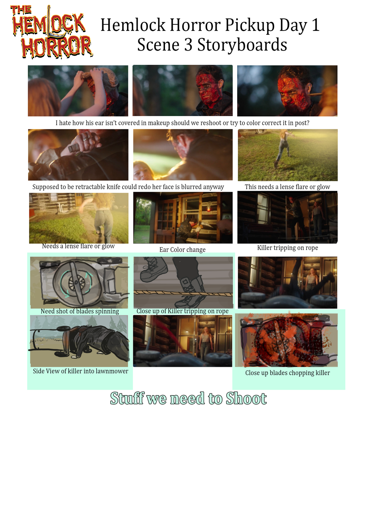 Storyboards for SFX mockups 