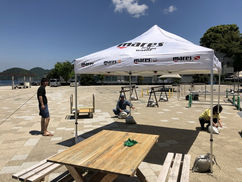 日除けスペースづくりの突貫工事