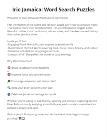 Thumbnail: Irie Jamaica Word Search Puzzle Book