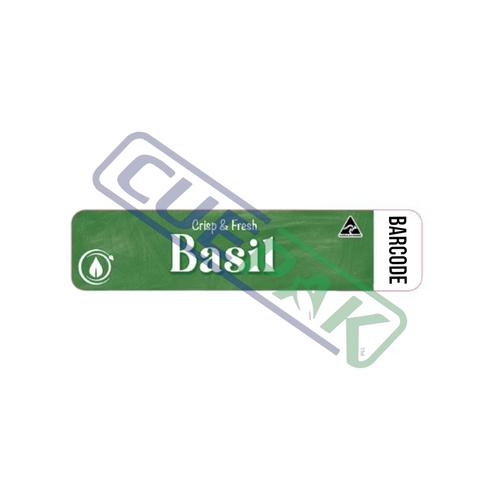 Basil Stickers With Barcode | 100 Labels Per Roll | CUE BR Plastics