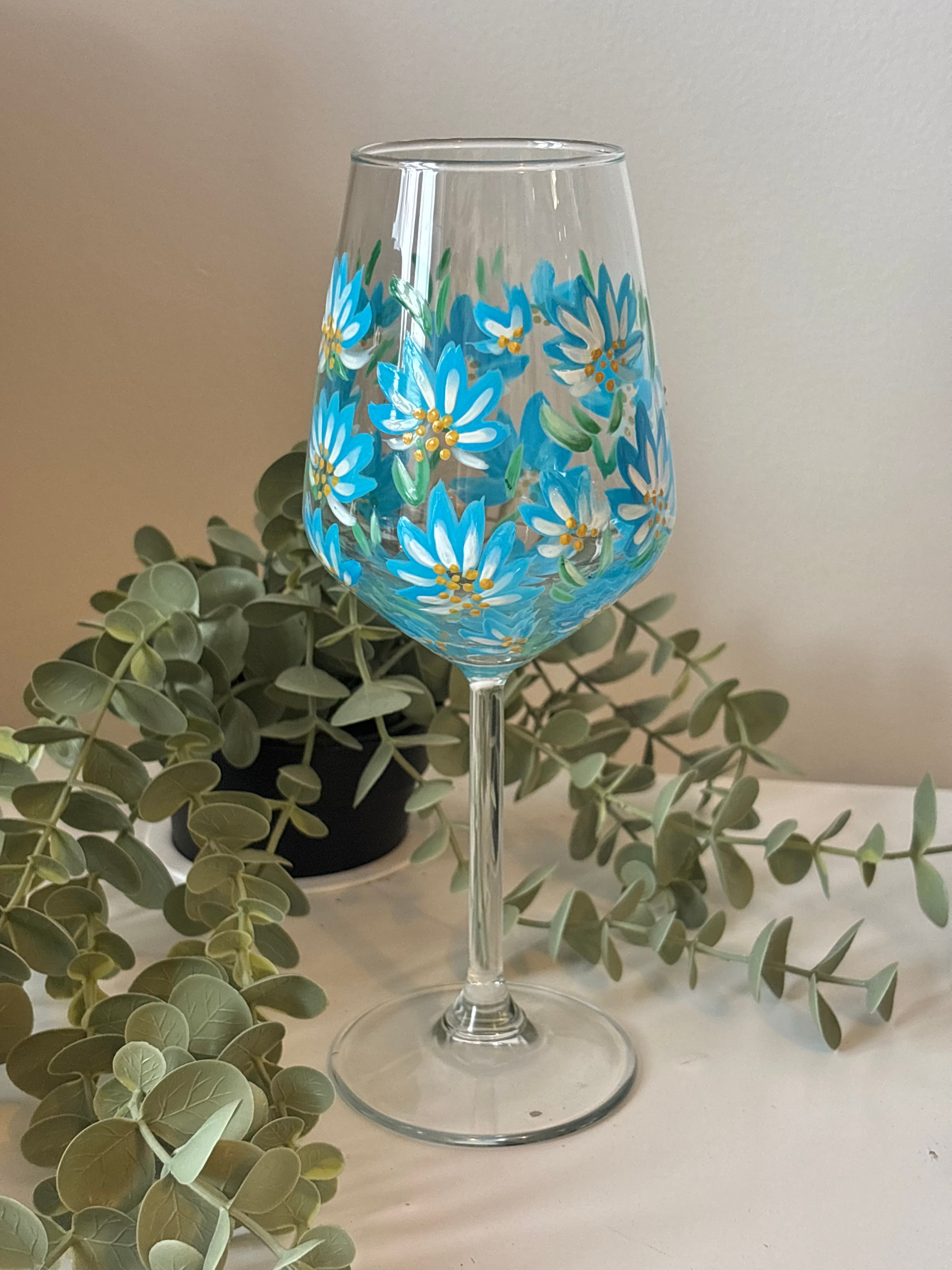 Blue Meadow Wine Glass