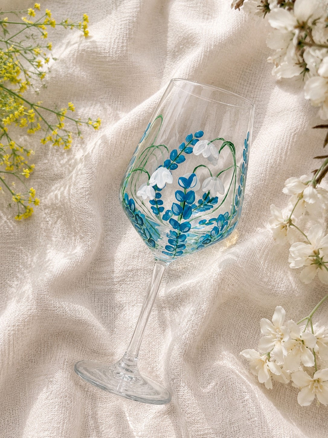Blue Snowdrop Wine Glass