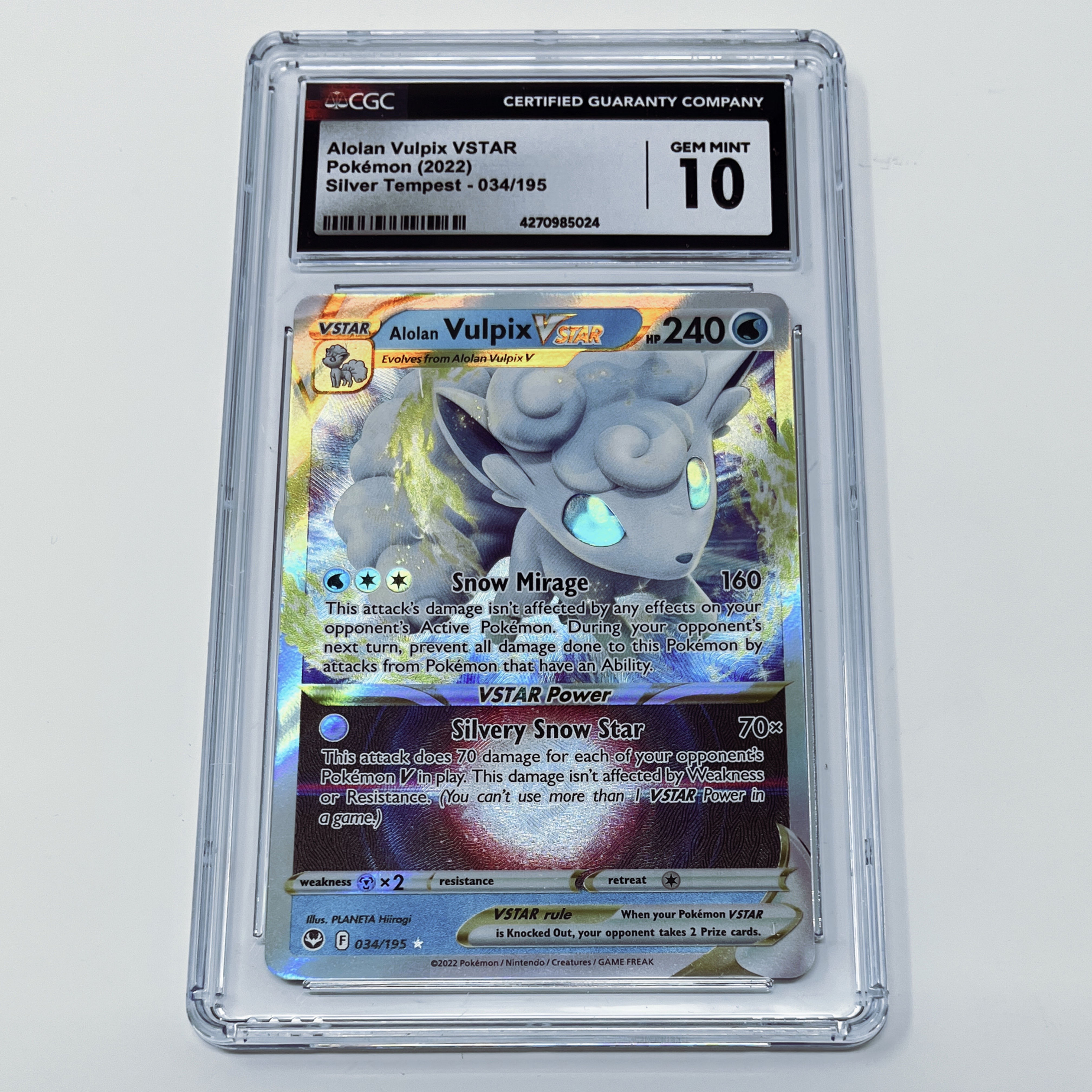 Pokemon 034/195 Aloian Vulpix Vstar CGC 10 Gem Mint