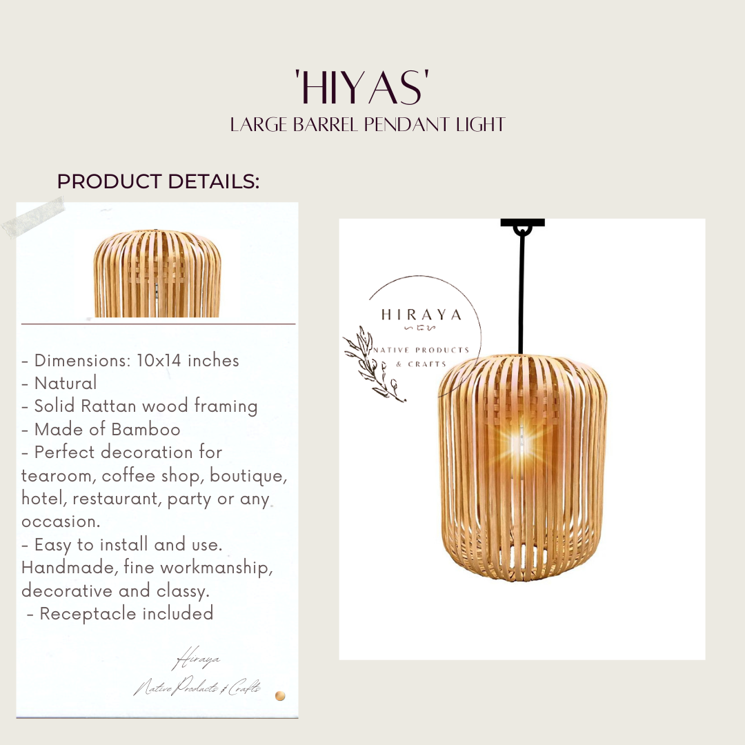 Hiyas Large Barrel Bamboo Pendant Light