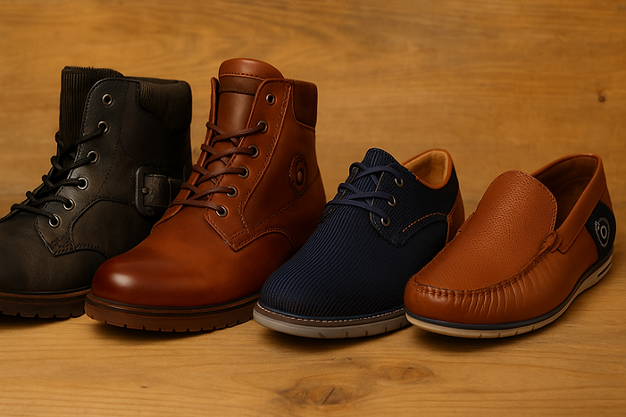Shoe Collection on Wooden Surface.png