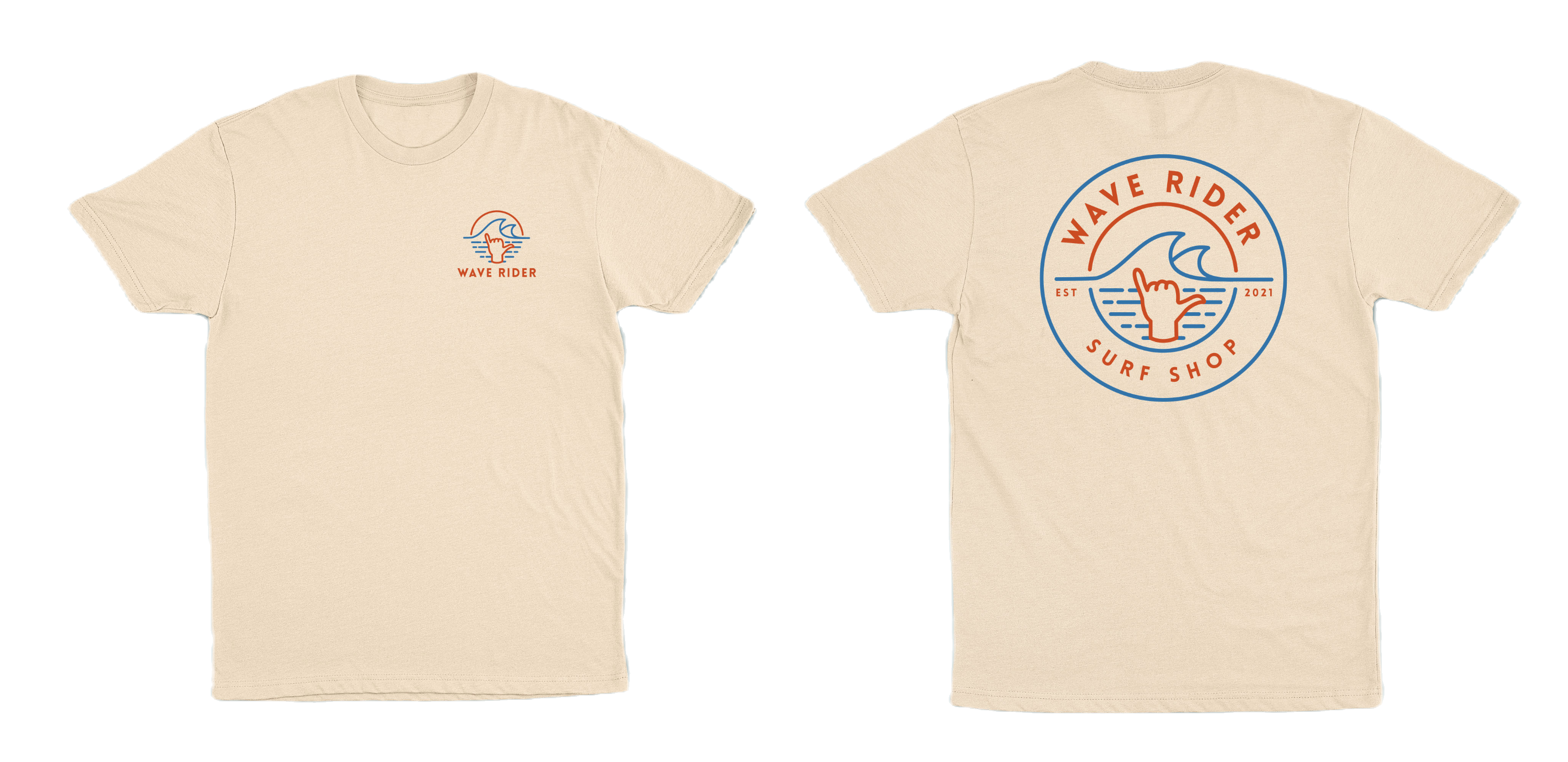 Wave Rider Surfers T-Shirt- Cream