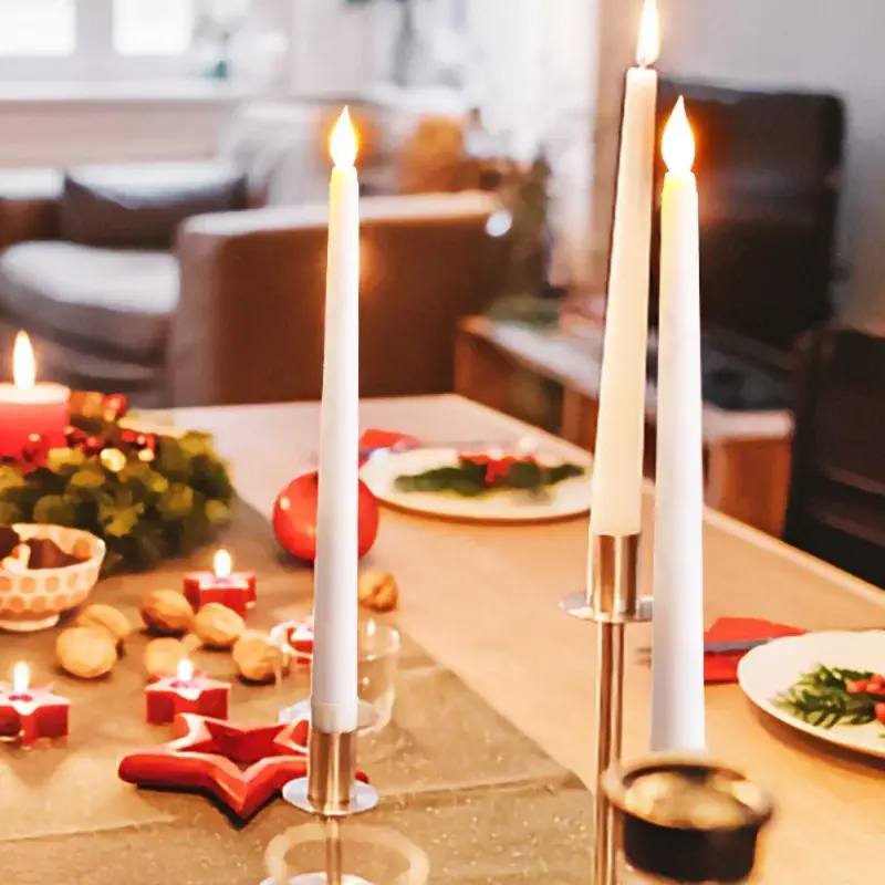 Thumbnail: 4/1pcs Long Christmas LED Candle Flameless Pointed Candle Light Battery Powered