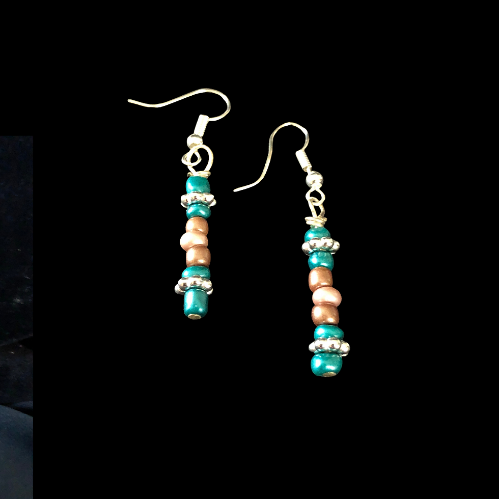 Thumbnail: Teal and Brown Necklace and Earring Set