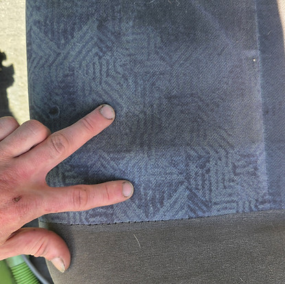 Close-up of upholstered seat showing the cleaning power in 1 pass by All in 1 Cleaning Solutions