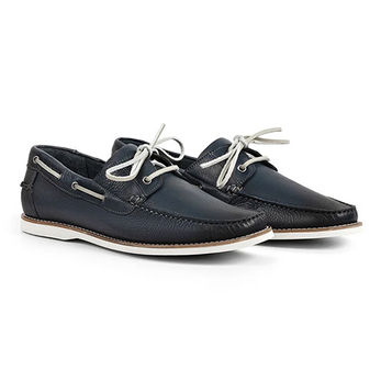 FLORIPA NAVY SOFT LEATHER BOAT SHOE 