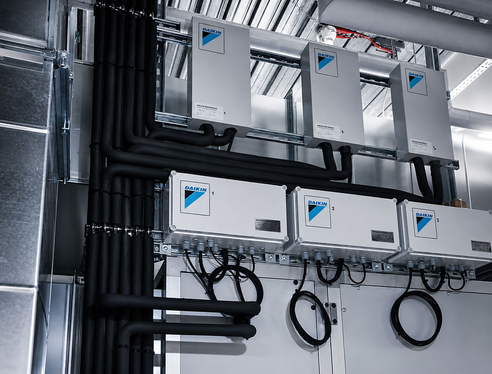 Daikin commercial air conditioning system with insulated pipework