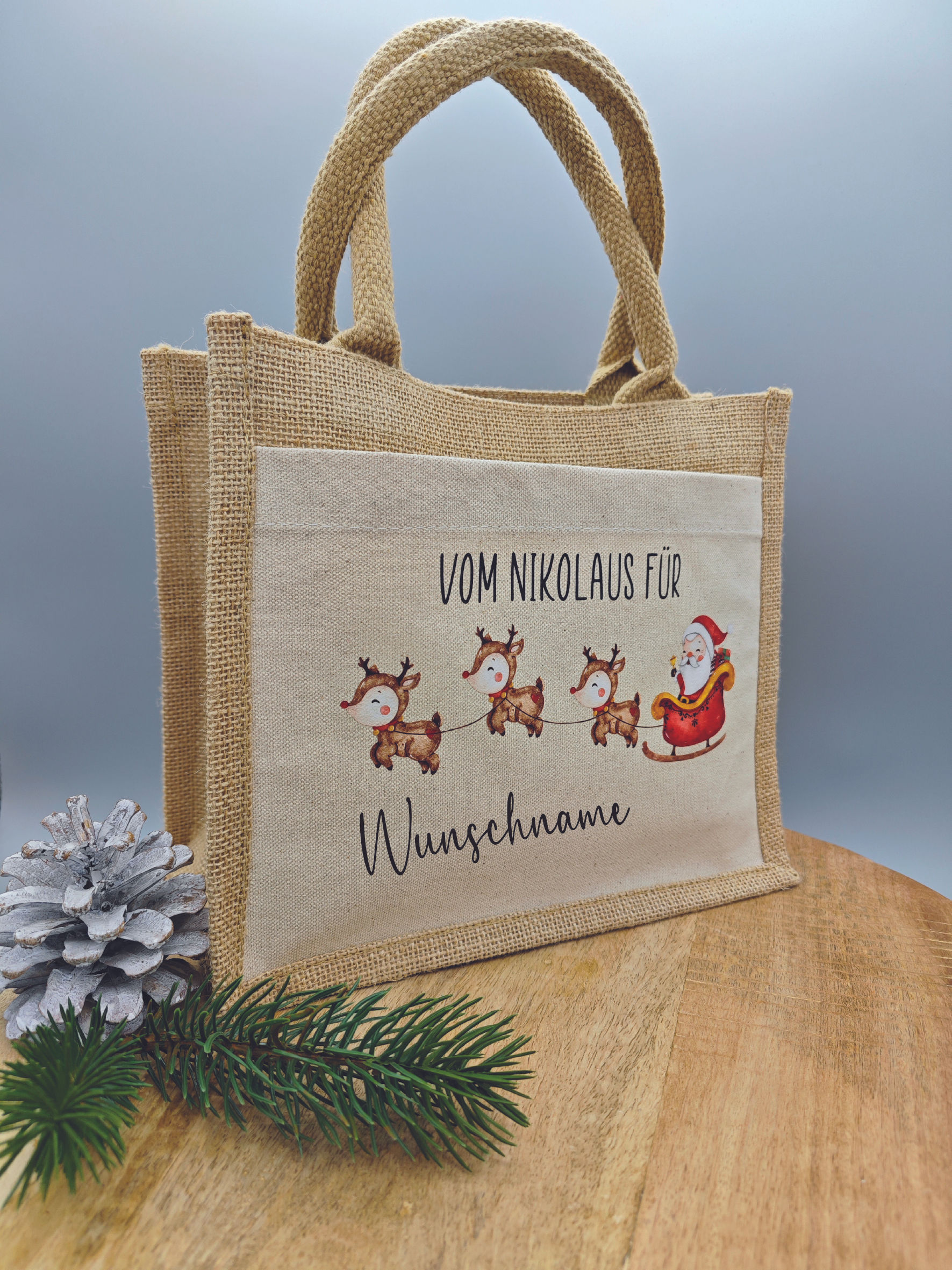 Geschenktasche aus Jute "Nikolaus"