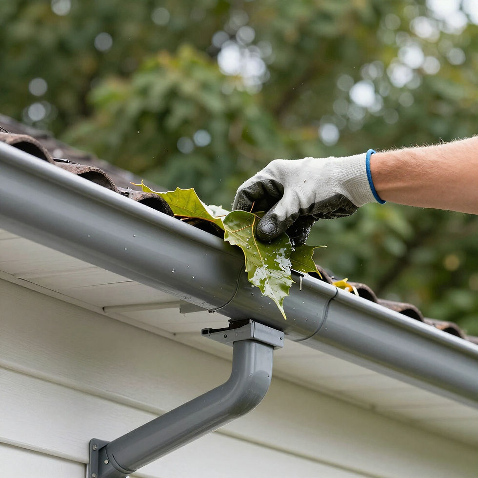 Downspout clearing during residential gutter cleaning
